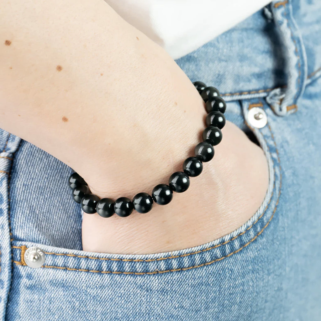 Bracelet en pierre d'Obsidienne oeil céleste