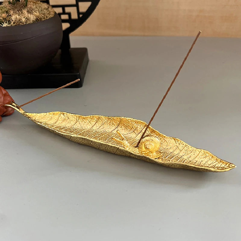 Porte encens feuille & escargot