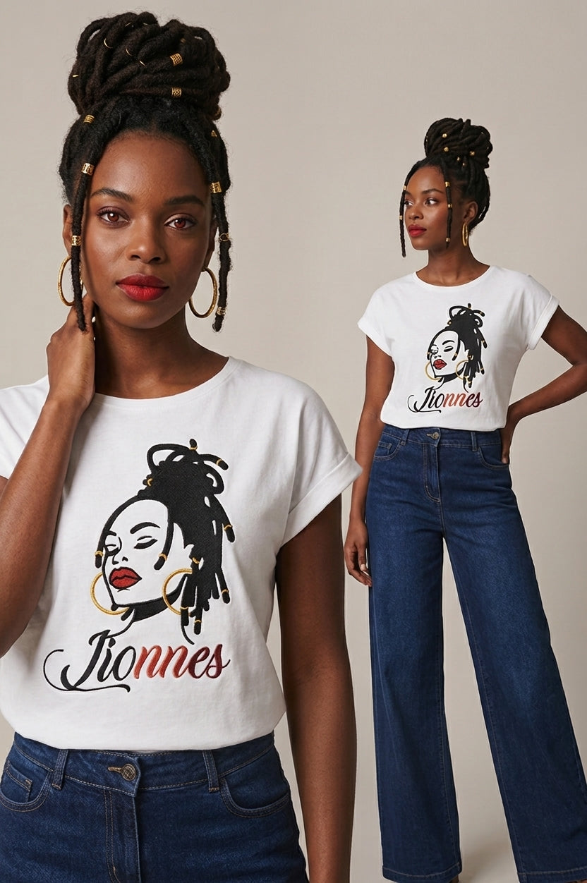 T-Shirt « Lionnes » en Coton – Collection Afropop & Élégance