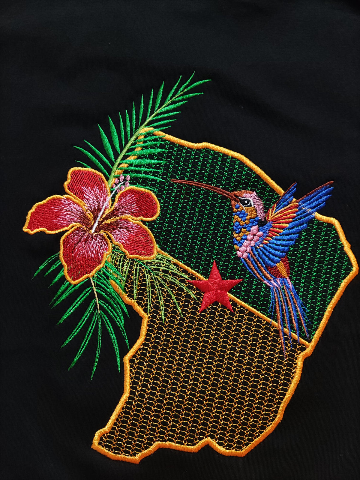 T-Shirt Streetwear Noir Guyane & Colibri – Coupe Oversize Mixte