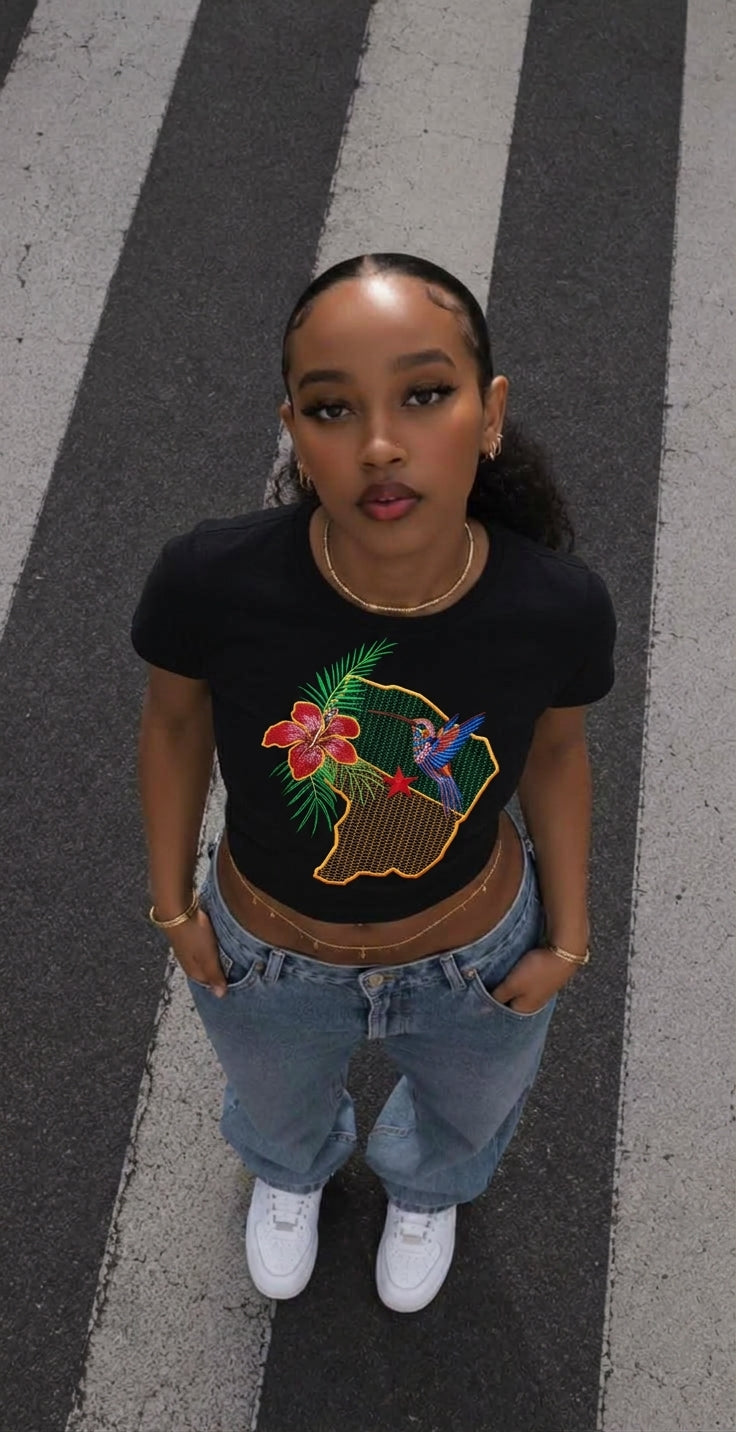 T-Shirt Streetwear Noir Guyane & Colibri – Coupe Oversize Mixte