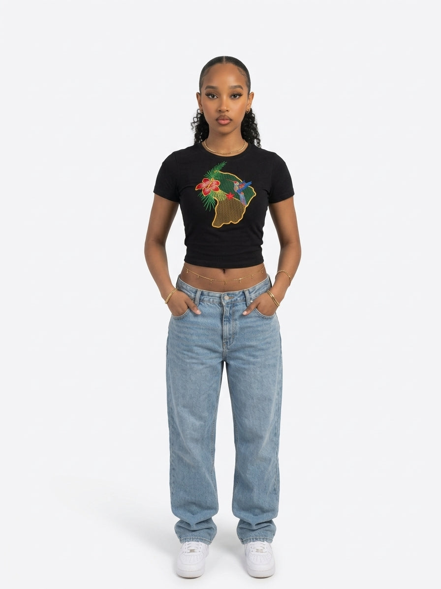 T-Shirt Streetwear Noir Guyane & Colibri – Coupe Oversize Mixte