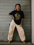 T-Shirt Streetwear Noir Guyane & Colibri – Coupe Oversize Mixte