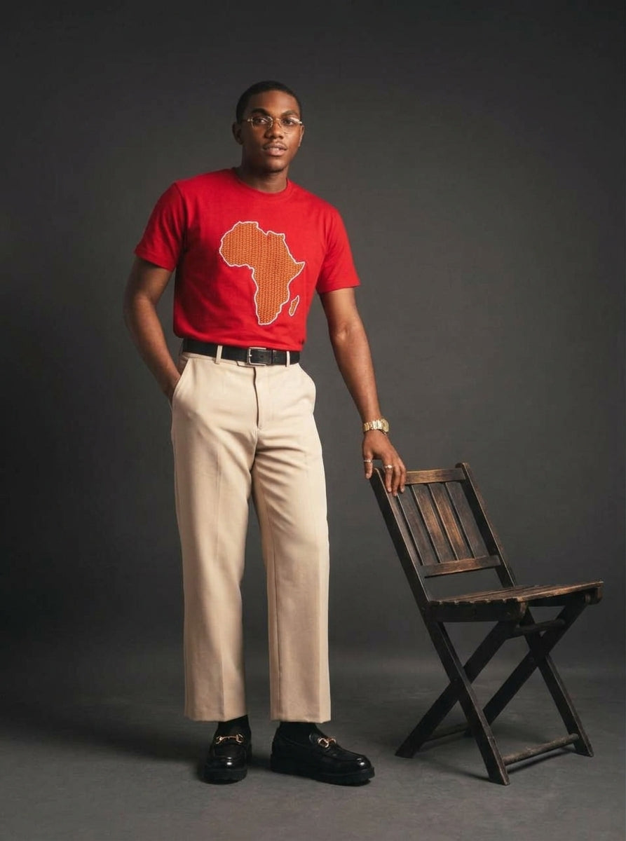 T-Shirt « Fierté Africaine » en Coton Premium – Rouge Vibrant
